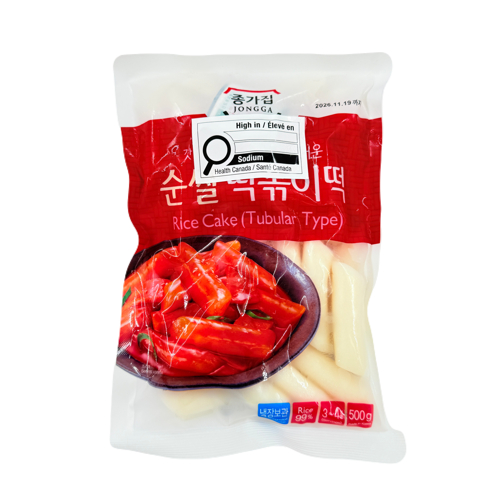 RICE TTEOK(STICK FOR TOPPOKI) (500G*10)종가집 순쌀 떡볶이떡